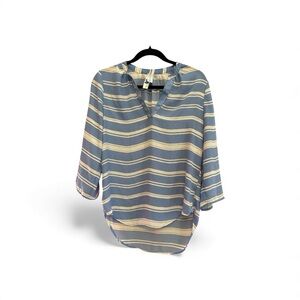 Society Girl Blue and White Striped Women's Blouse Small